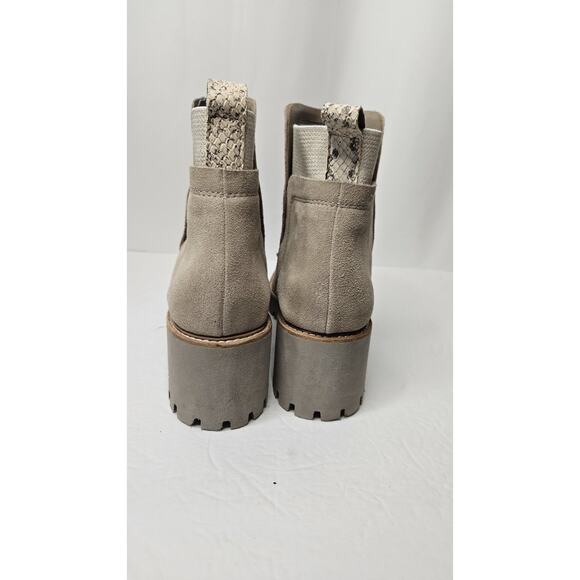 Dolce Vita Womens Boots 9.5 M Beige Suede Ankle Booties Chunky Heel Pull On - Picture 10 of 10